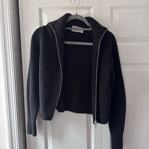 Everlane black cotton zip up cardigan